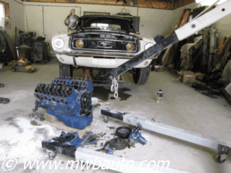 1968 Ford Mustang engine lift